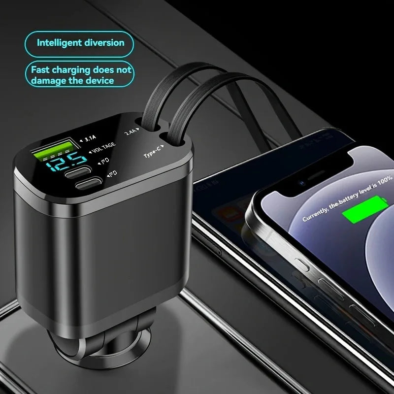 5-Port Car Charger with Fast Charging & Ambient Starry Light