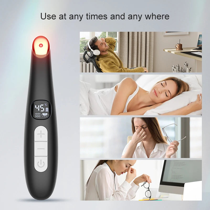 3-in-1 LED Eye Lift Wand: Heated Vibration Massager for Dark Circles & Puffiness