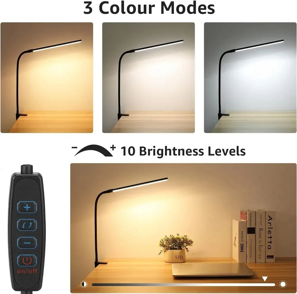 Dual-Head LED Architect Desk Lamp – Dimmable & Adjustable Office Lighting
