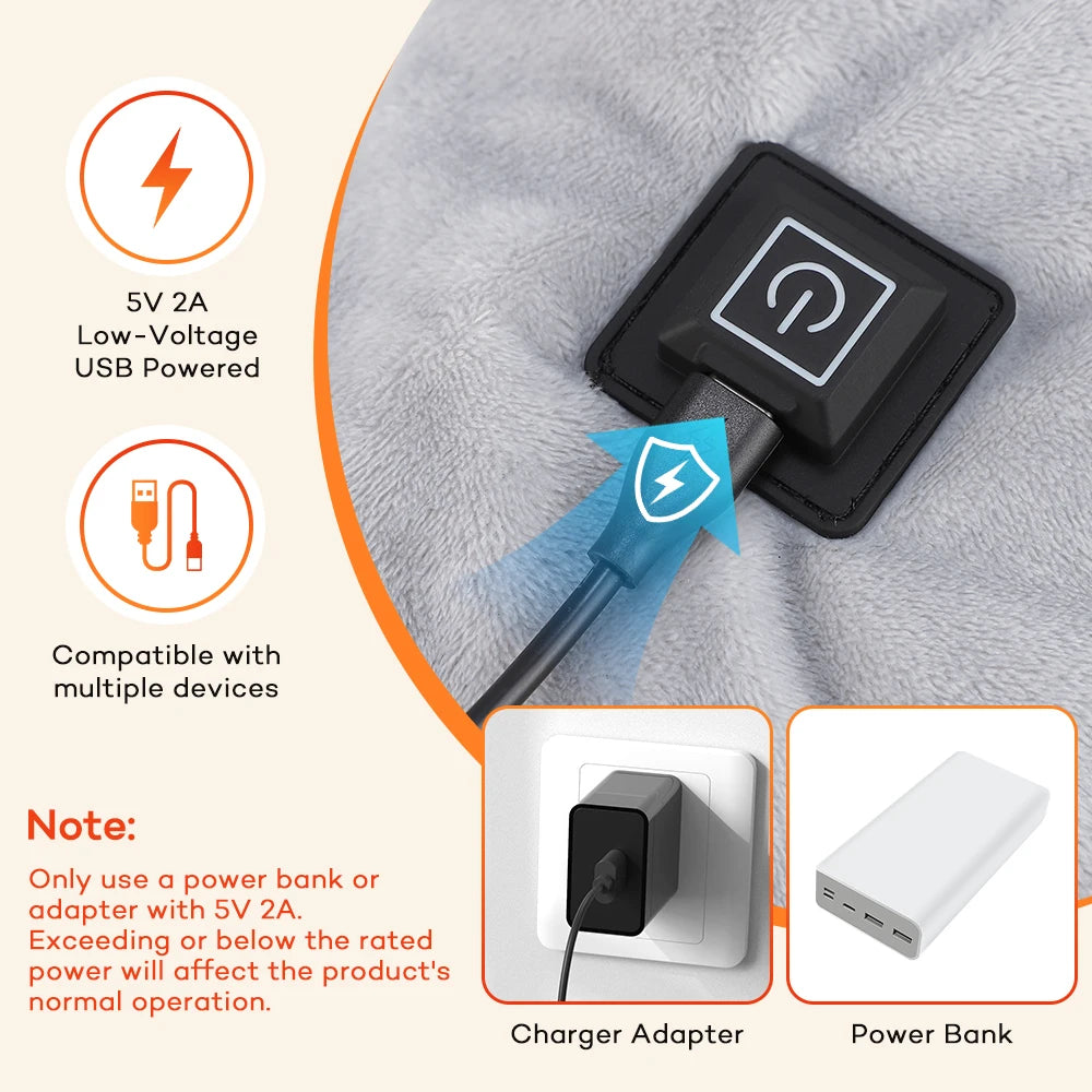 USB Electric Heated Neck and Shoulder Heating Pad with 3 Adjustable Heat Levels - 5