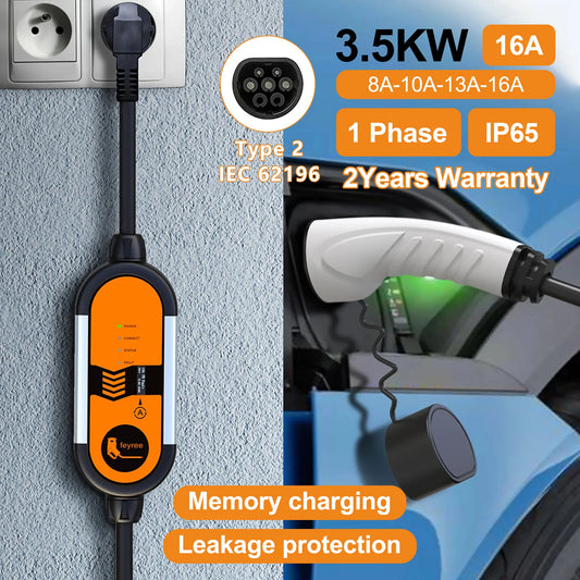 Portable EV Charger Type 1/Type 2, 3.5KW Adjustable Electric Vehicle Charger