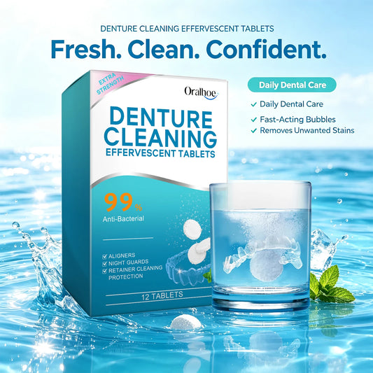 Denture Cleaning Effervescent Tablets - Antibacterial Retainer & Aligners Cleaner