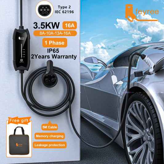 Portable 3.5KW EV Charger - Adjustable 16A Level 2 Charging Station