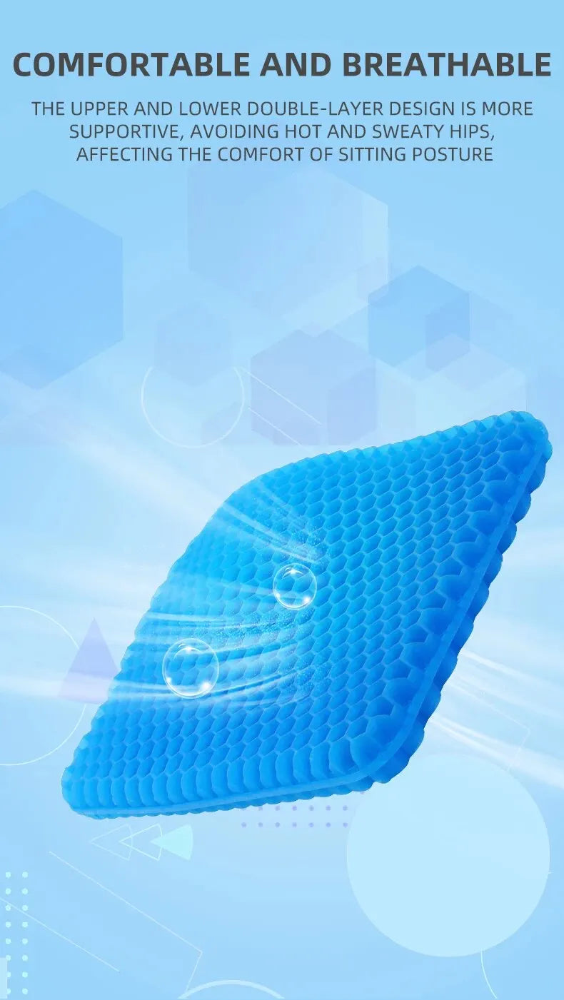 Breathable Honeycomb Gel Seat Cushion for Tailbone & Back Pain Relief