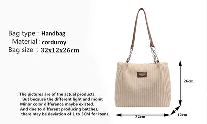 Luxury Casual Corduroy Tote