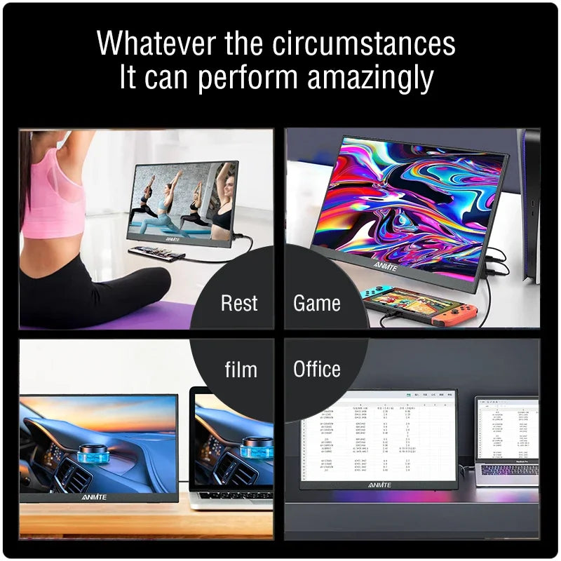 14" Portable IPS Monitor 1920x1200 FHD Gaming Display with Built-in Stand