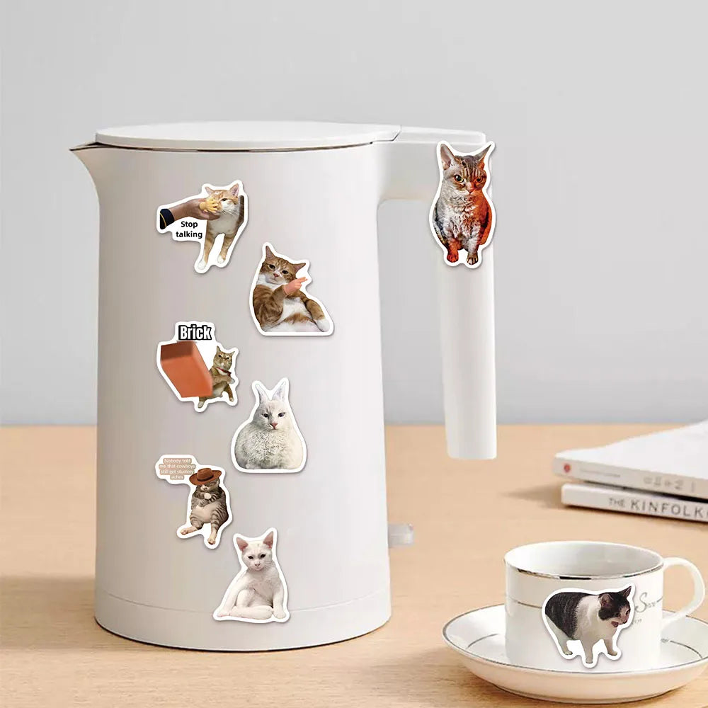 Funny Cat Meme Sticker Pack - 100 Pcs Waterproof Decals for DIY Projects
