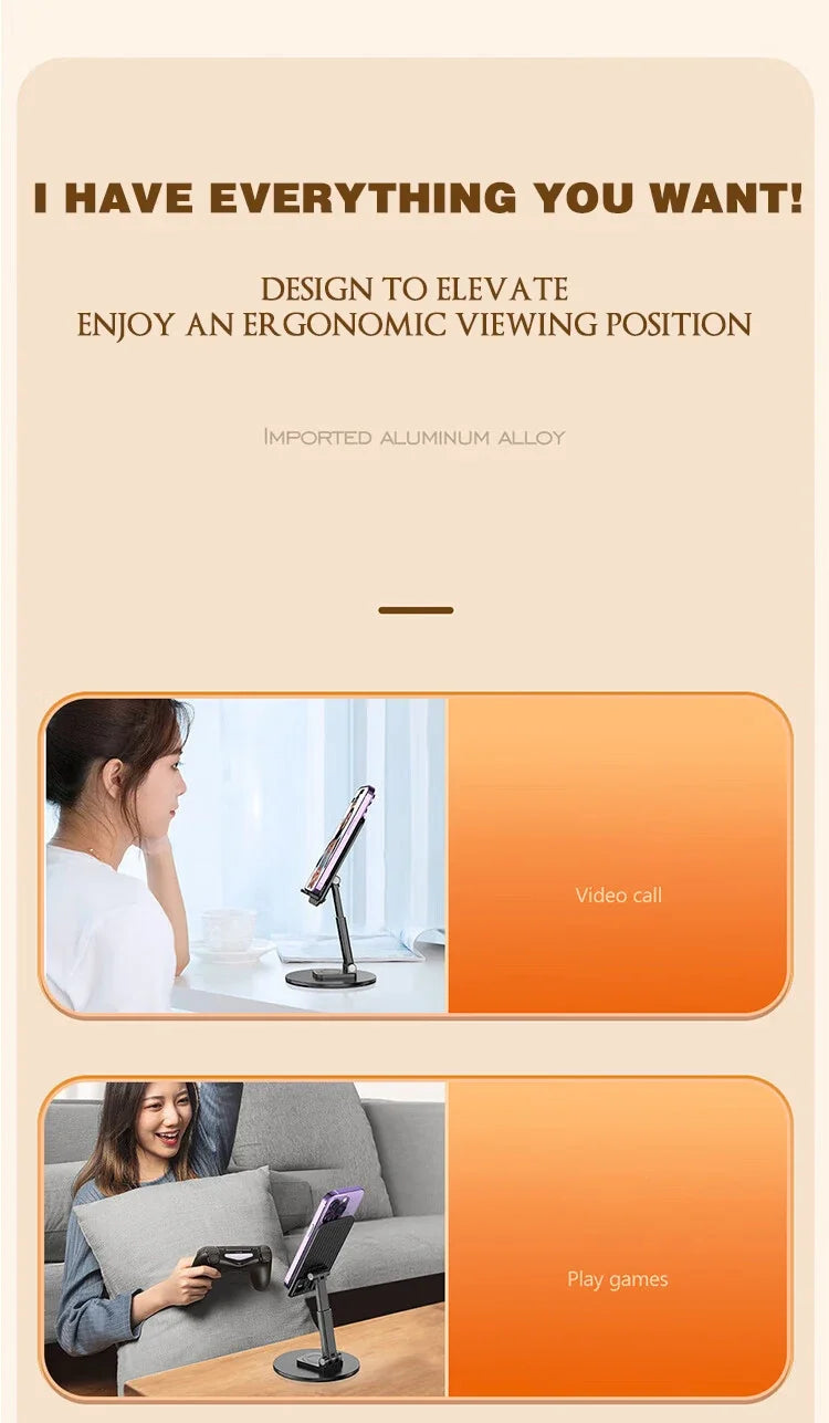 Foldable 360° Rotating Desktop Phone Stand - Universal Adjustable Holder