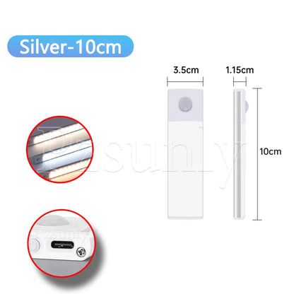 Ultra-Thin LED Under Cabinet Light - USB Rechargeable Motion Sensor Closet & Wardrobe Lighting