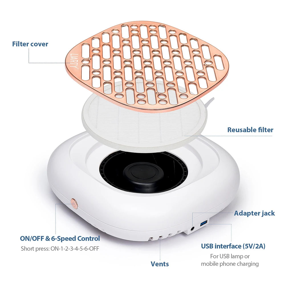 Nail Dust Collector Vacuum Extractor with Adjustable Tube