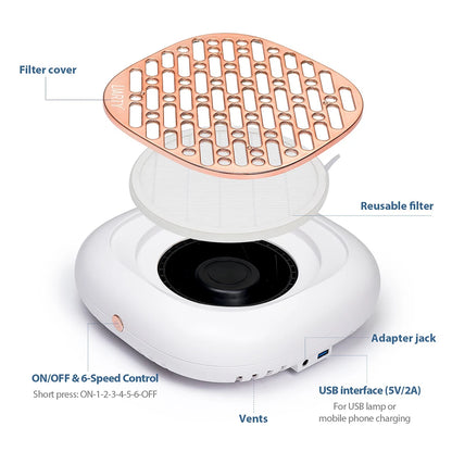 Nail Dust Collector Vacuum Extractor with Adjustable Tube