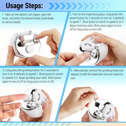 Automatic Electric Nail Clipper with LED Magnifier & Nail Polisher