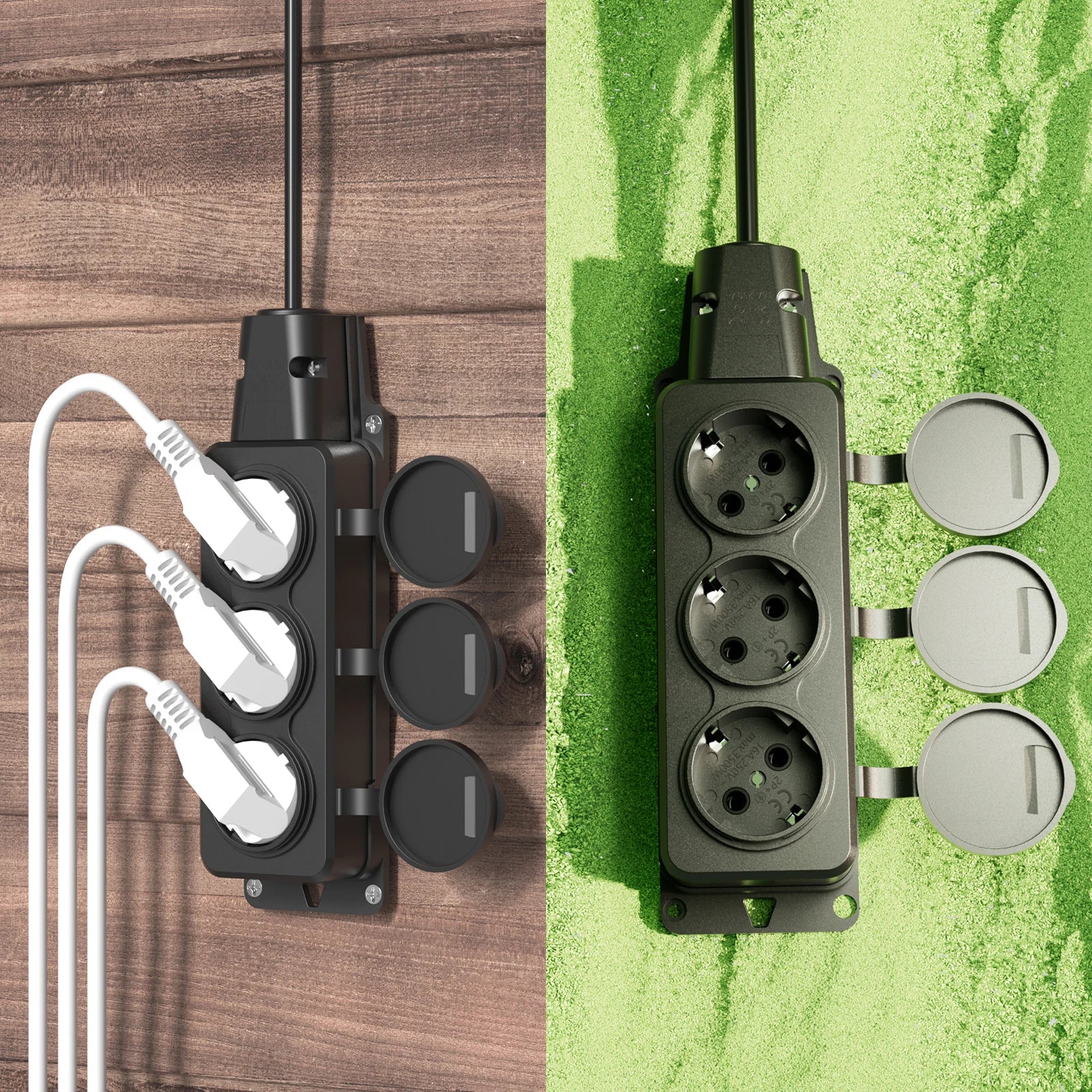 IP54 Waterproof German Standard Outdoor Power Socket - 16A 3500W Extension - 3