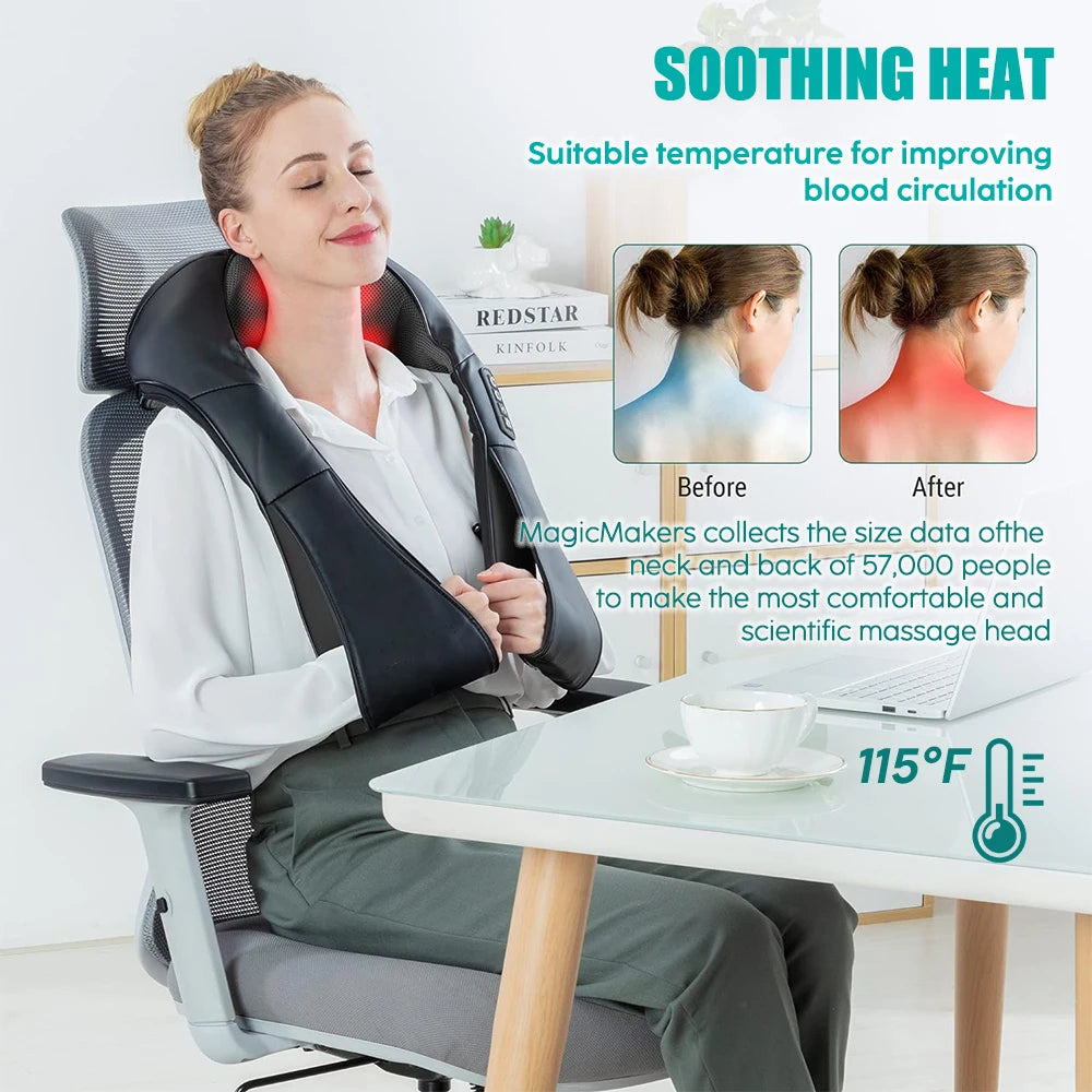 Shiatsu Neck & Shoulder Massager with Heat - Electric Back Massage - 7