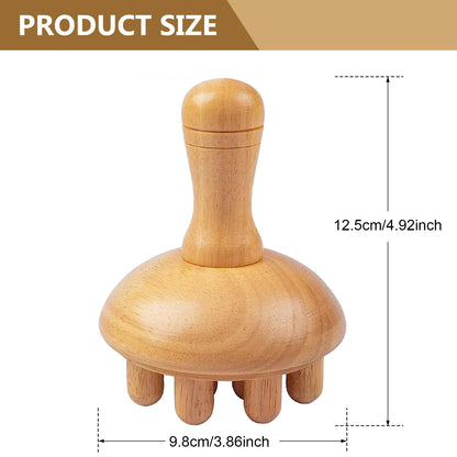 Wooden Mushroom Massager - Manual Wood Therapy Tool for Muscle & Body Relief