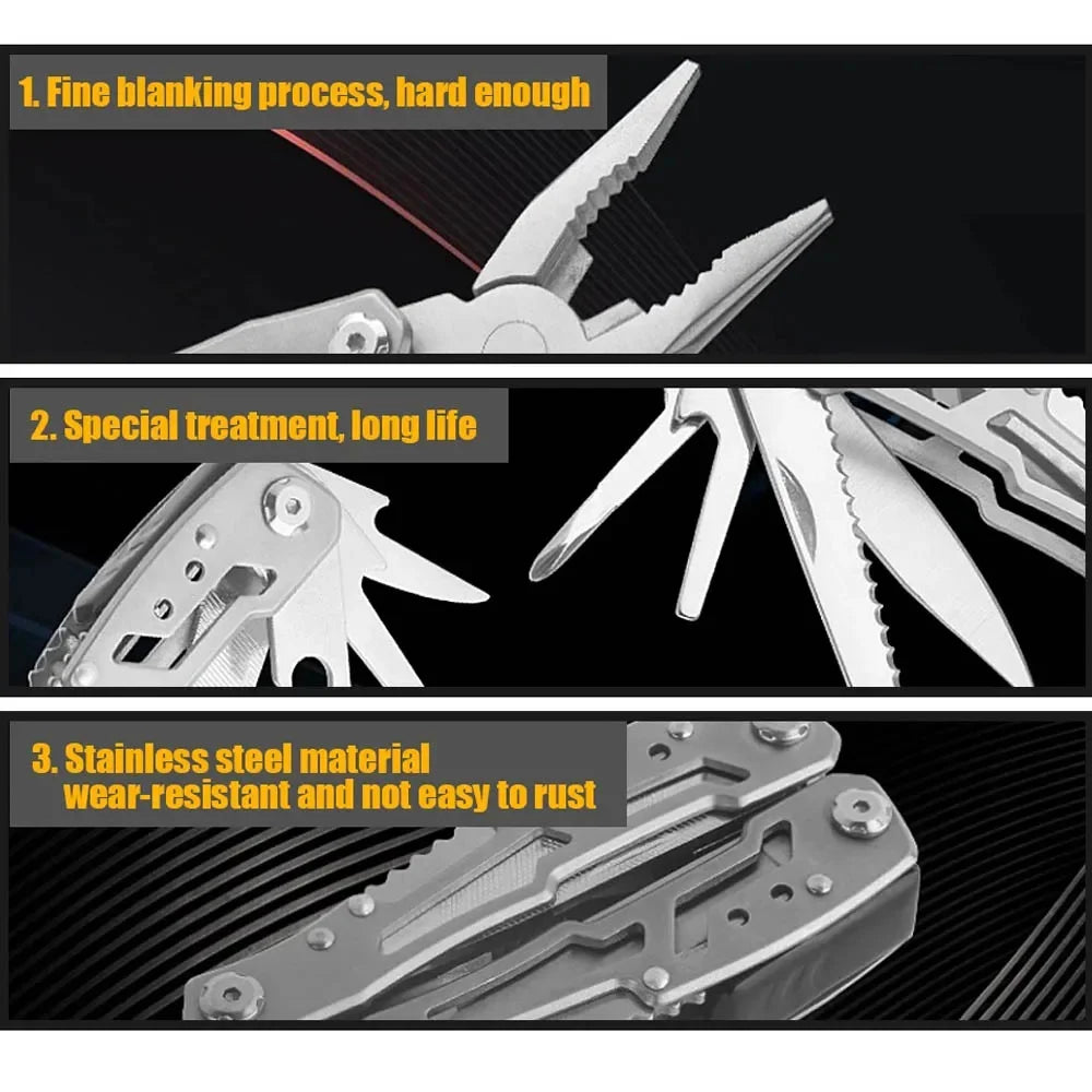 12-in-1 Compact Folding Multi-Tool Pocket Knife with Pliers & Screwdrivers