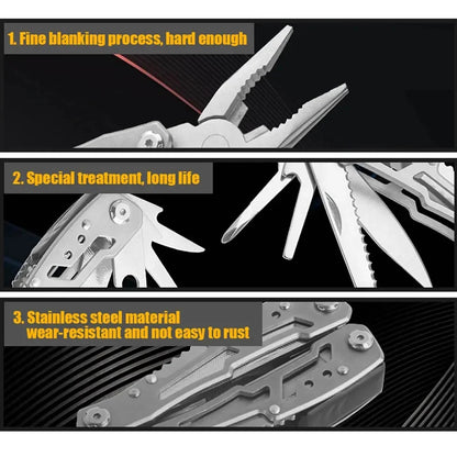 12-in-1 Compact Folding Multi-Tool Pocket Knife with Pliers & Screwdrivers