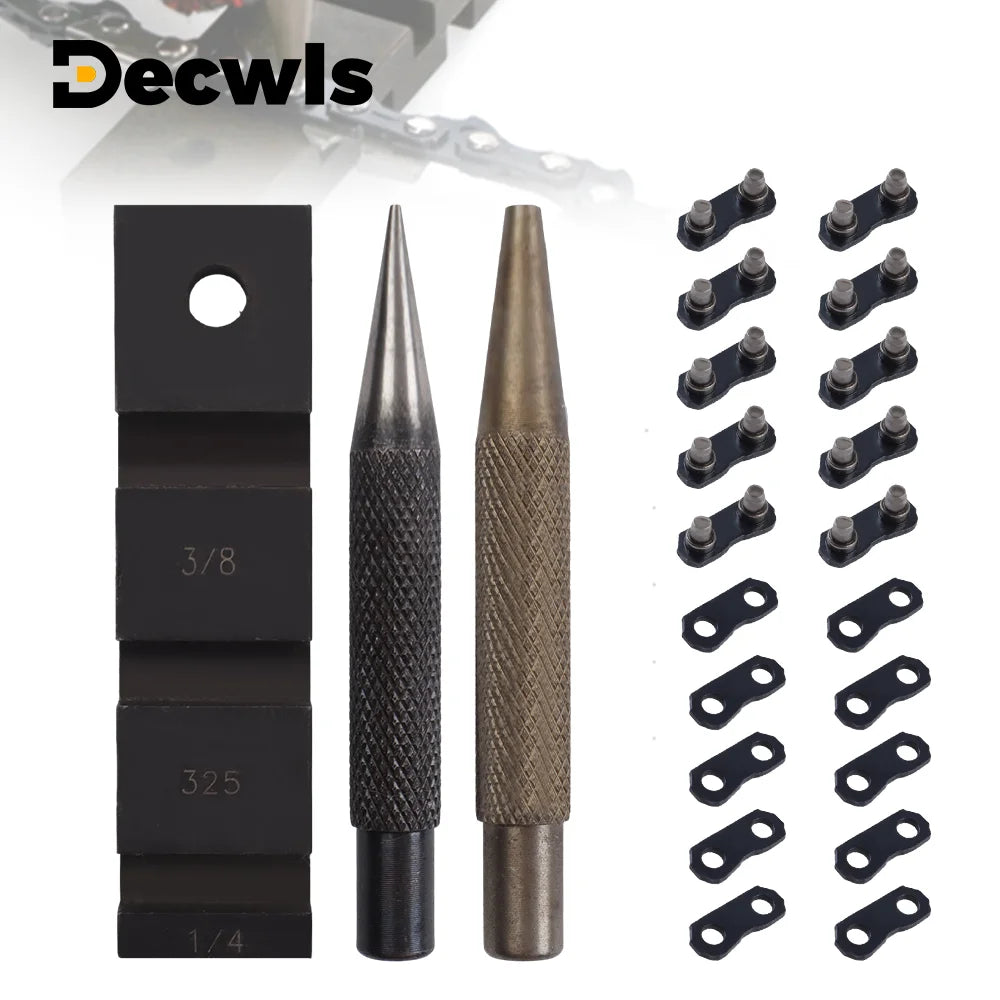 Chainsaw Chain Repair Kit - Pocket Breaker Punch & .325 Joiner Links Mending Tool - 1