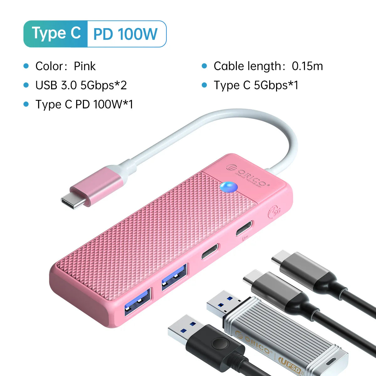 4-in-1 USB-C Hub Adapter with 100W PD Charging & 5Gbps Data Transfer - 22