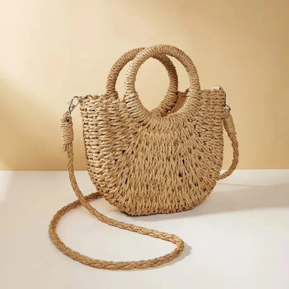 Luxury Half-Moon Straw Bag