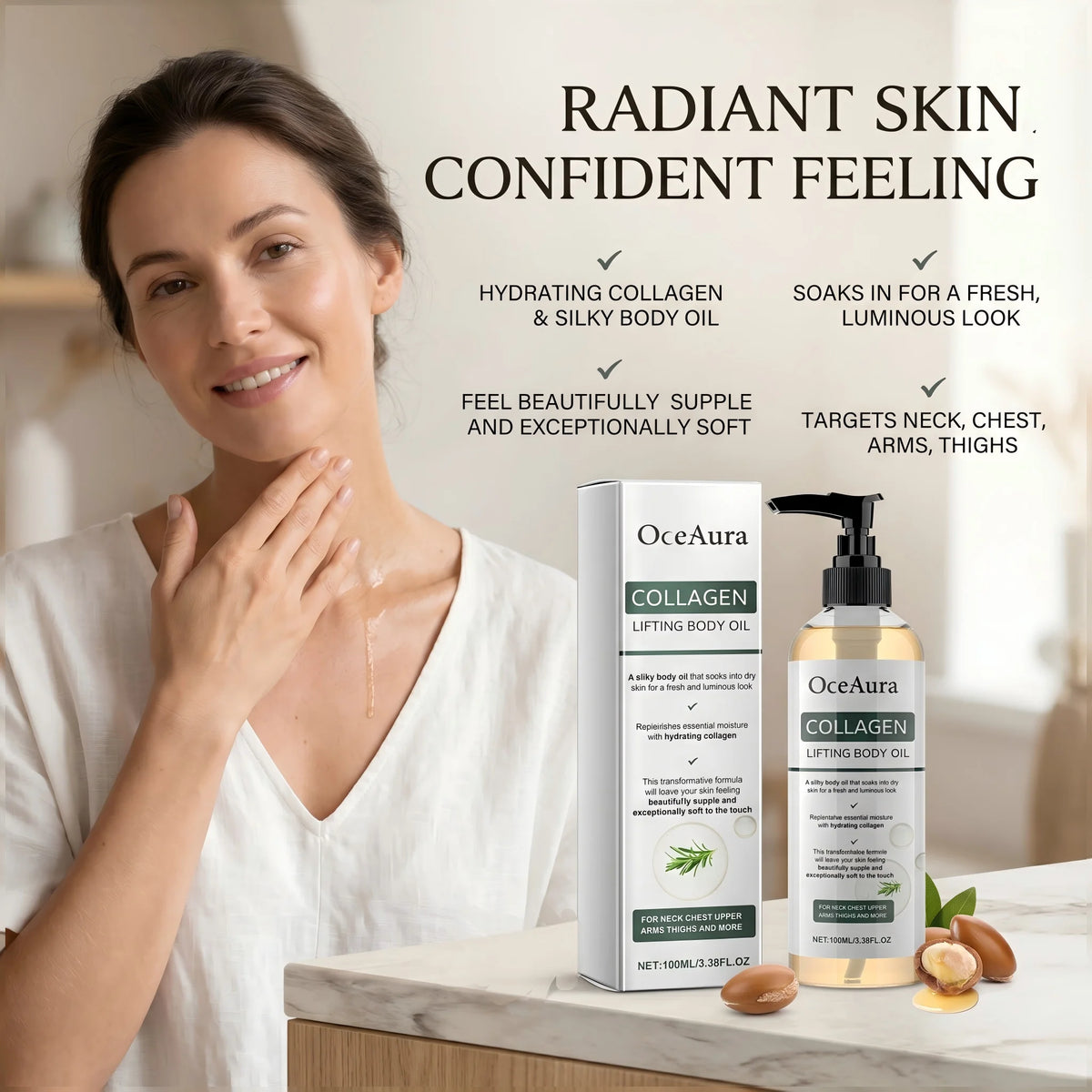 Collagen Body Firming Oil - Hydrating & Tightening Skin Care Treatment