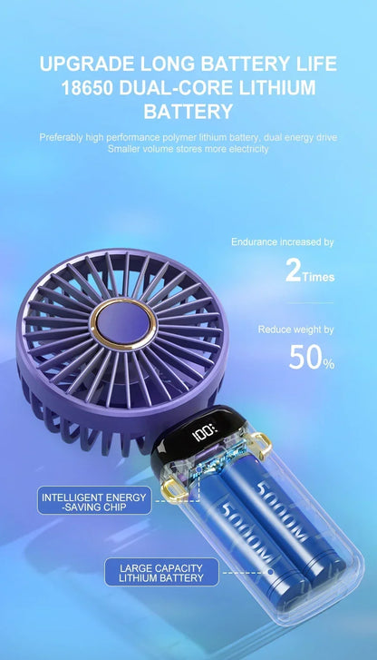 Portable 5-Speed Handheld & Neck Fan with Phone Stand & LED Display