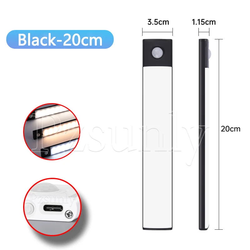 Ultra-Thin LED Under Cabinet Light - USB Rechargeable Motion Sensor Closet & Wardrobe Lighting