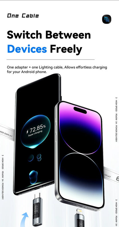 Universal Type-C to Lightning OTG Adapter 60W Fast Charging Converter