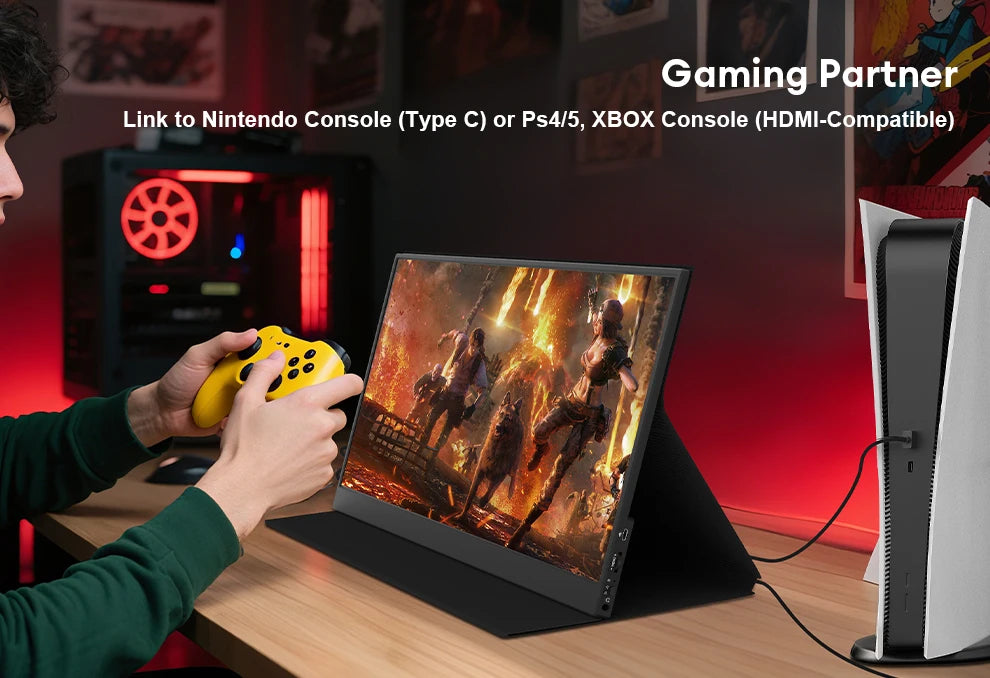 16.1" 144Hz Portable Gaming Monitor - 100% sRGB FHD Ultrathin IPS Display