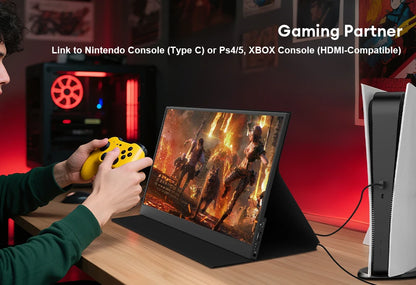 16.1" 144Hz Portable Gaming Monitor - 100% sRGB FHD Ultrathin IPS Display