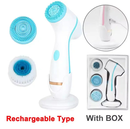 3-in-1 Waterproof Electric Facial Cleansing Brush & Exfoliating Face Massager