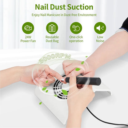 Portable USB Nail Dust Collector 24W Manicure Vacuum Extractor