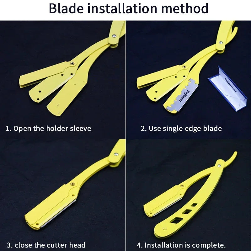 Professional Stainless Steel Folding Straight Razor for Men and Women - 3