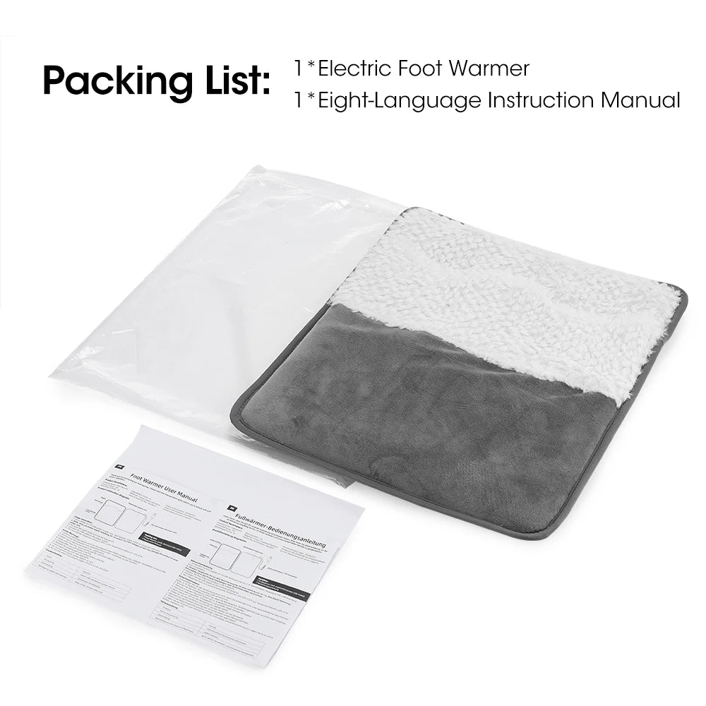 Portable USB Electric Heated Foot Warmer - Plush Washable Warming Mat for Home & Office