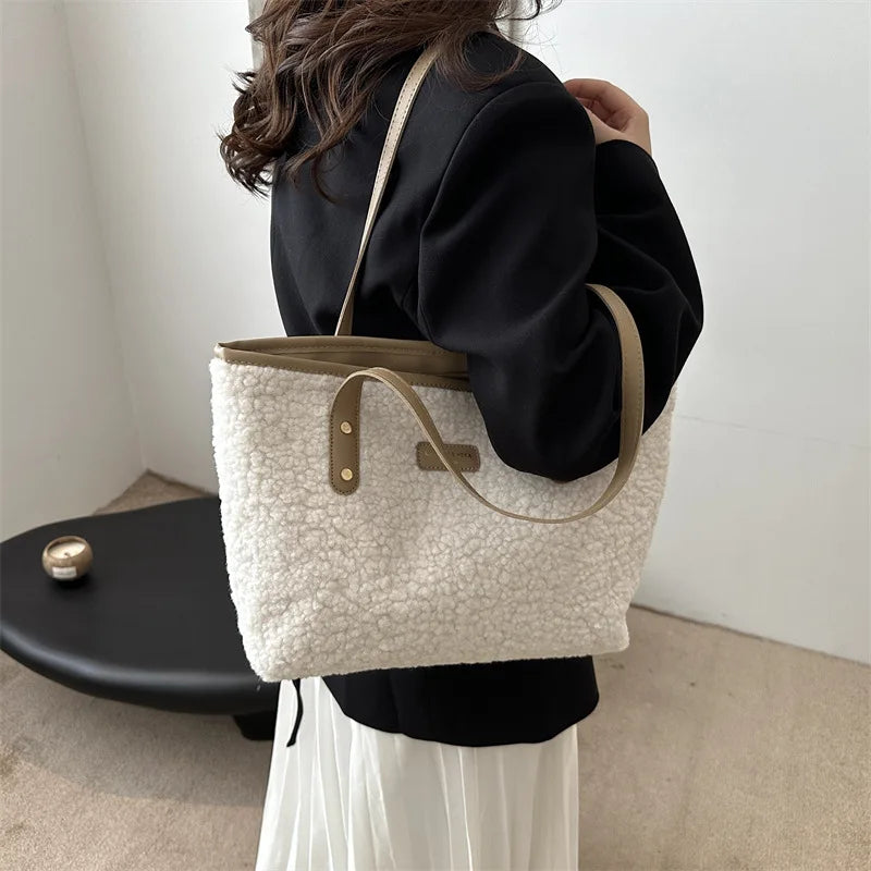 Luxury Lamb Wool Tote Bag