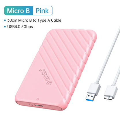 2.5" SATA HDD SSD External Hard Drive Enclosure - USB 3.0/Type-C Adapter