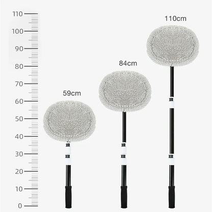 Telescopic Car Wash Mop with 15° Curved Handle & Microfiber Brush