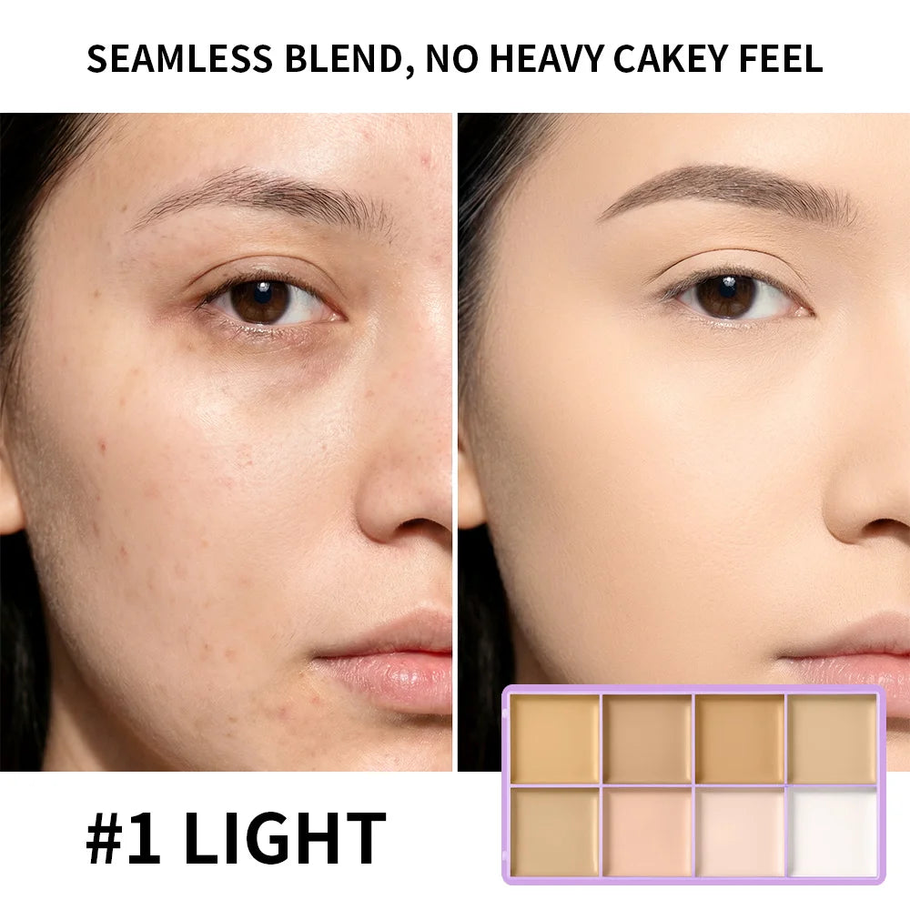 8-Shade Full Coverage Cream Concealer Palette Waterproof Makeup