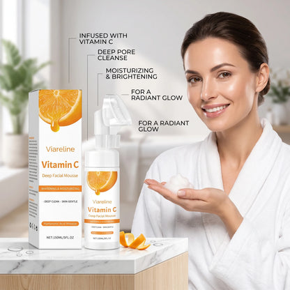 Vitamin C Brightening Facial Cleanser with Built-in Exfoliating Brush