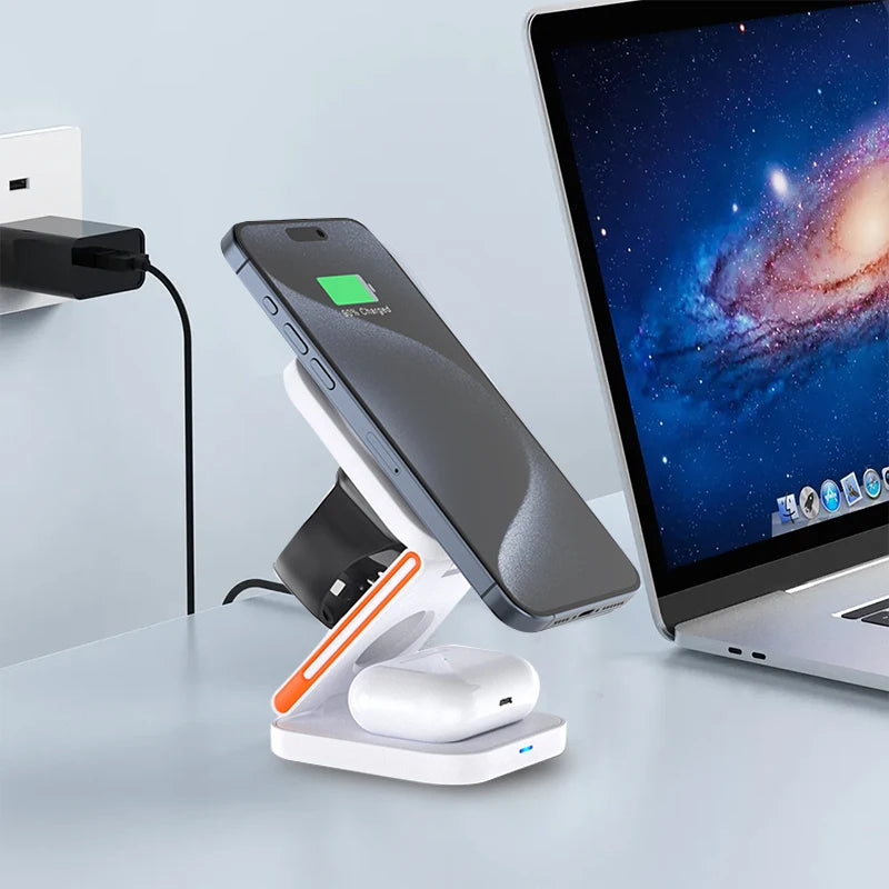 3-in-1 Foldable Magnetic Wireless Charging Station for Apple Devices - 3