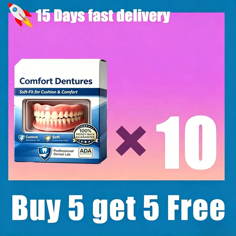 Comfort Fit Silicone Denture Set - Upper & Lower Instant Smile Veneers - 15