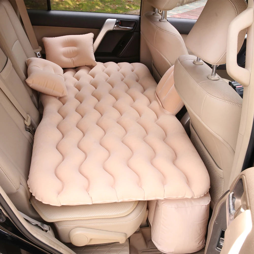 Universal Inflatable Car Air Mattress - Travel Bed & Portable Camping Mat with Pillows - 1