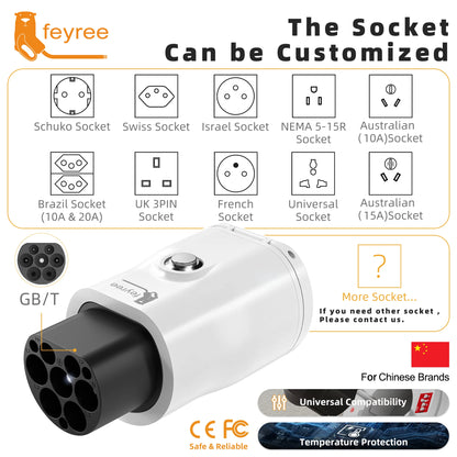 GB/T V2L Electric Vehicle Discharge Adapter for Chinese EV Camping