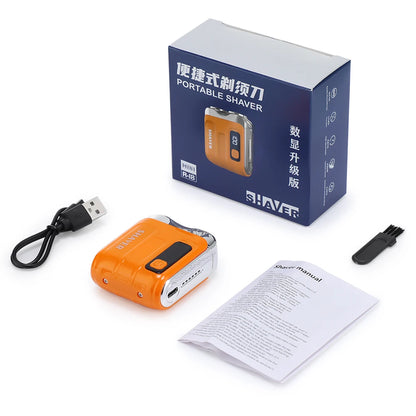 Portable Electric Rotary Shaver - Mini Travel Beard Trimmer with LED Display
