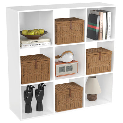 9-Cube Wooden Storage Organizer - Modern Open Bookshelf & Display Unit