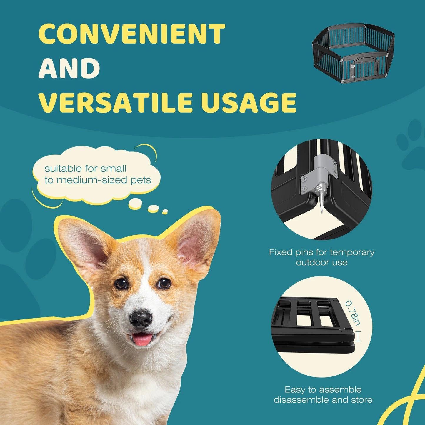 Portable Plastic Dog Playpen - Expandable 6-Panel Indoor & Outdoor Pet Fence