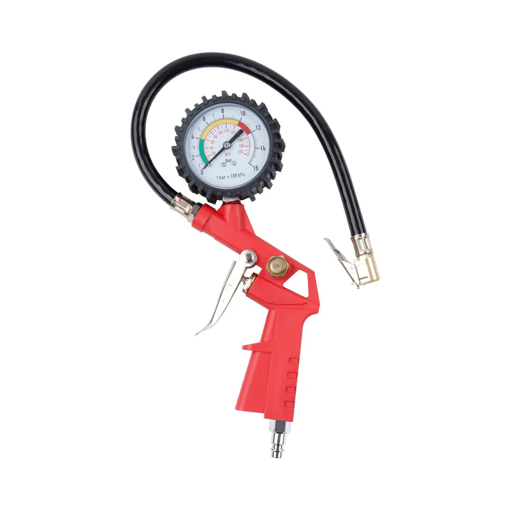 220 PSI Tire Inflator with Pressure Gauge & Air Hose for Cars & Motorcycles