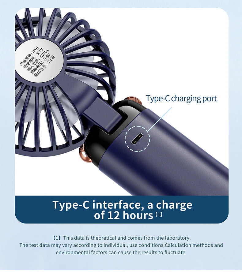 Portable 5-Speed Handheld & Neck Fan with Phone Stand & LED Display - 46