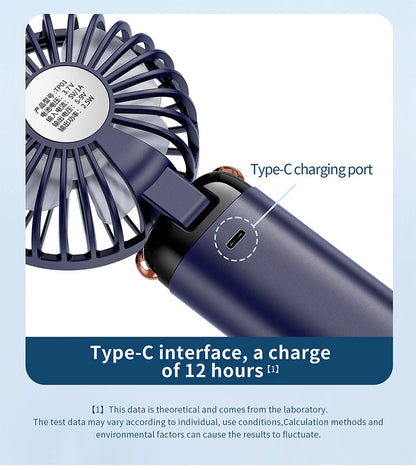 Portable 5-Speed Handheld & Neck Fan with Phone Stand & LED Display
