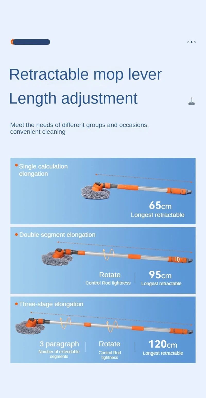Dual Head Telescopic Car Wash Mop - Microfiber Cleaning Brush